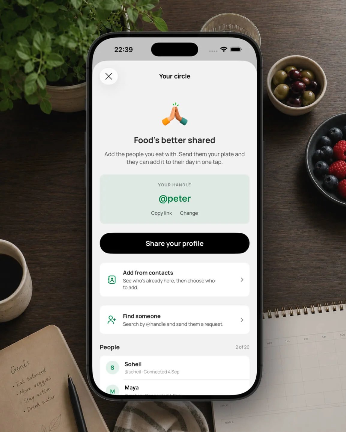 Feat Circle sharing a meal with friends and family