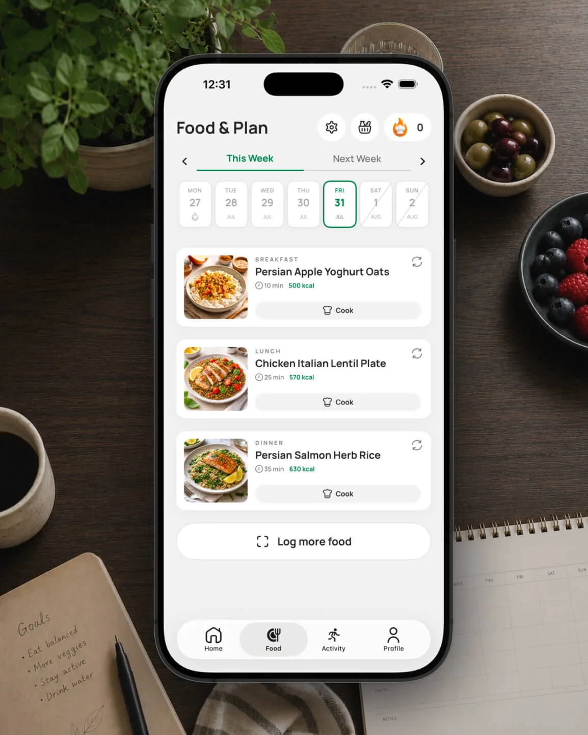Feat AI meal planner settings for a personalised weekly meal plan