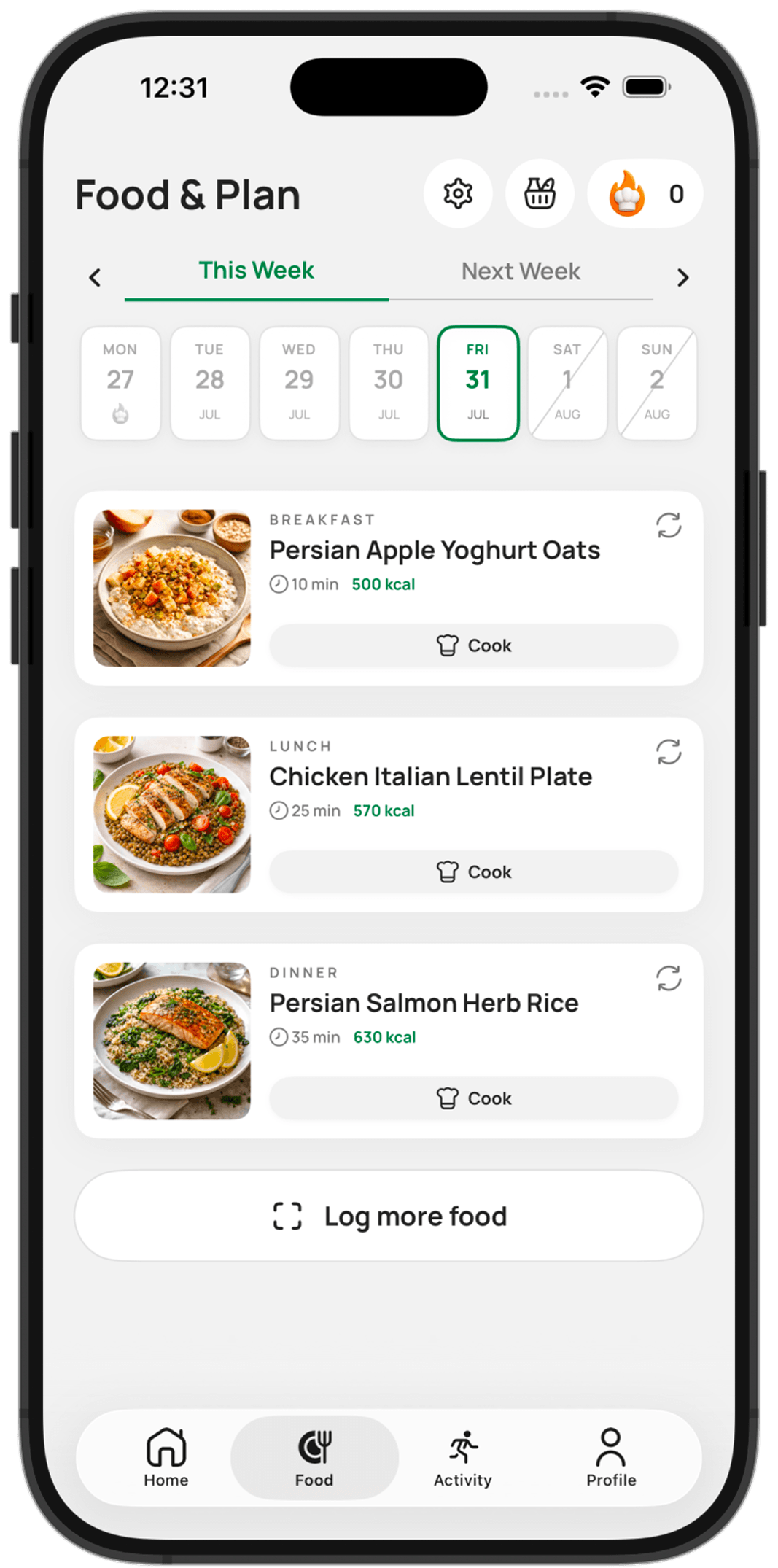 Feat personalised weekly meal plan