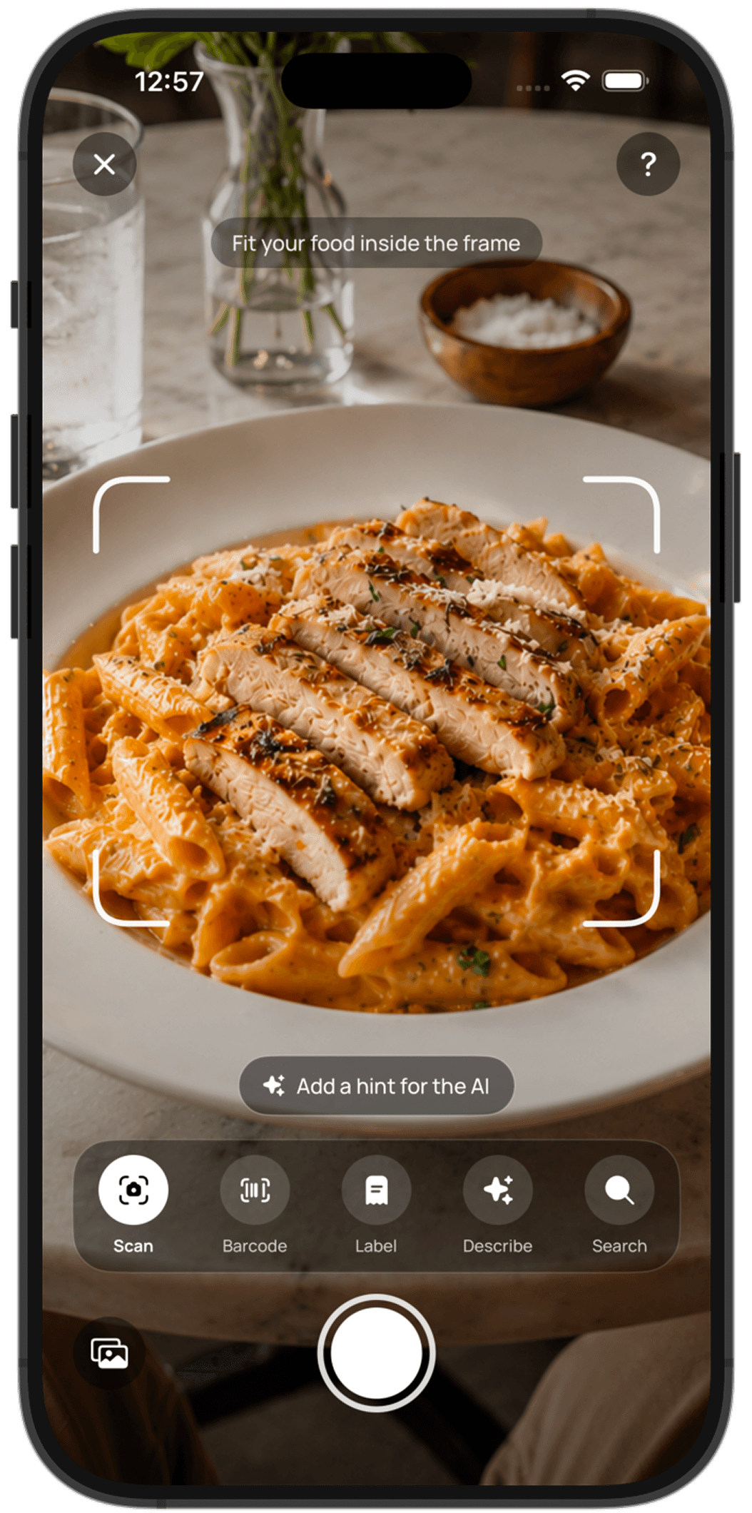 Feat AI food scanner logging a meal from a photo